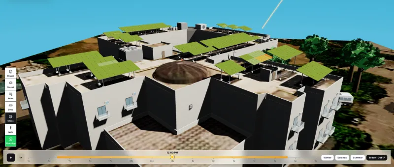 Solar Draft 3D shading analysis: sun exposure across the whole roof from above